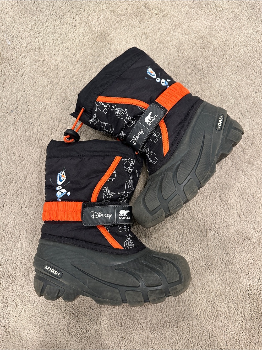 Sorel Kids Black & Orange Disney Winter Olaf Boots